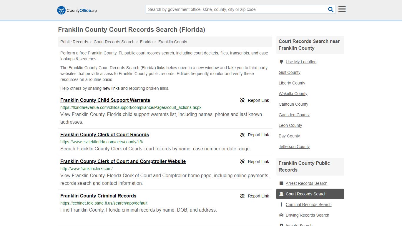 Franklin County Court Records Search (Florida) - County Office